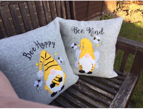 Bee Gnome Cushion Designs x2