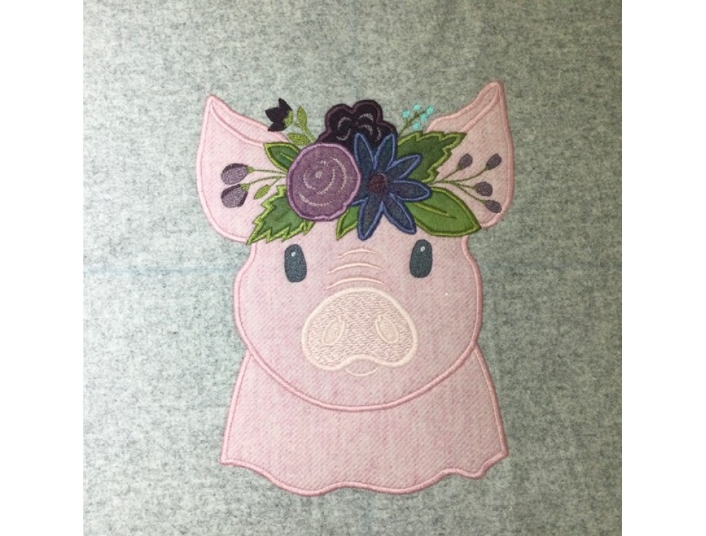 Pig with flowers (tweed)